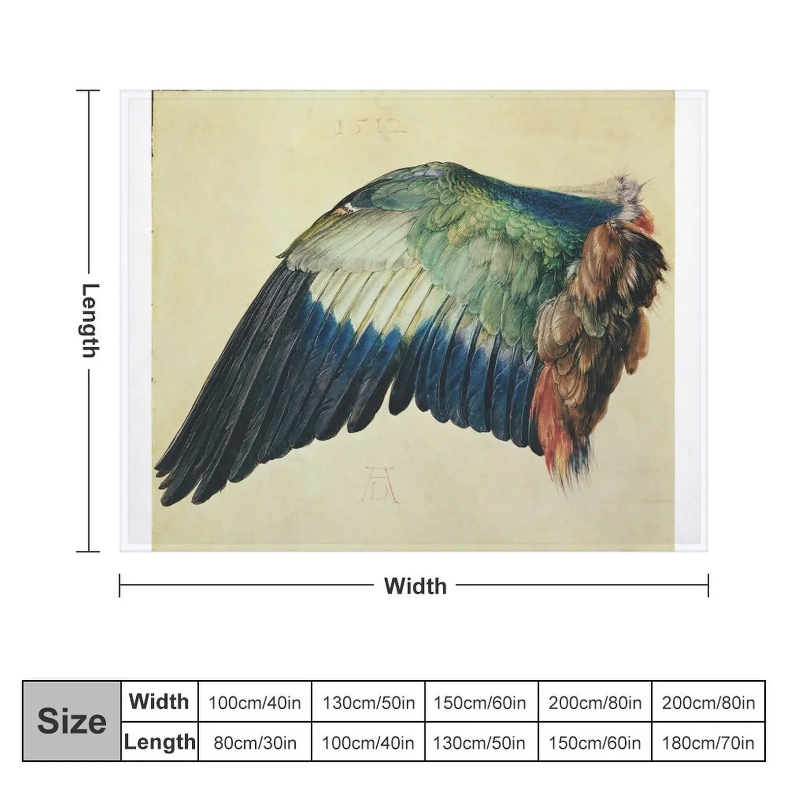 Albrecht Durer - Wing Of A Blue Roller Throw Blanket Soft Big Designers Moving Blankets