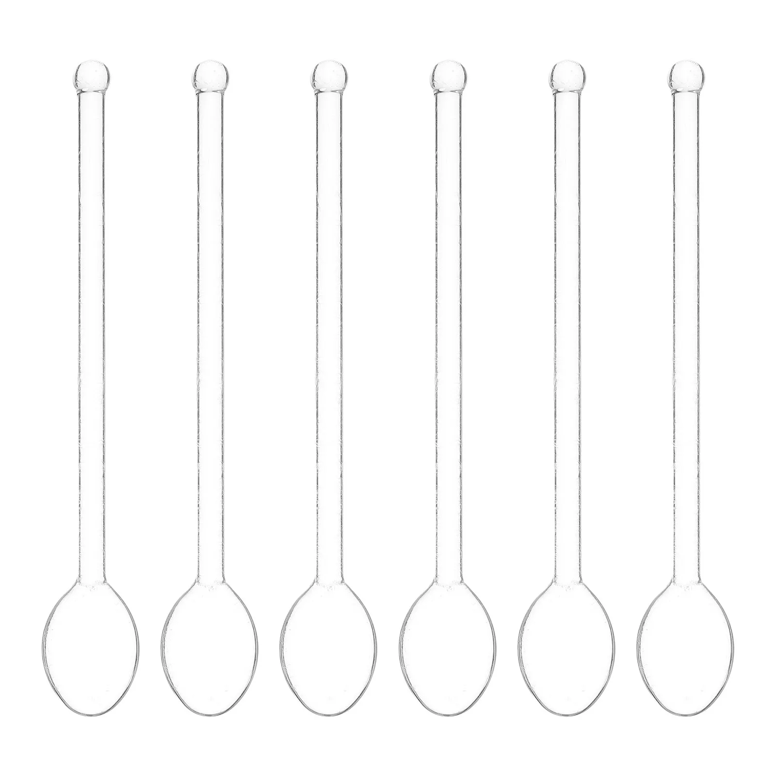 

6Pcs Long Handle Glass Spoon Heat Resistant Mixing Spoon for Coffee Cocktails Desserts Milk Tea Kitchen Gadgets Bar Tools