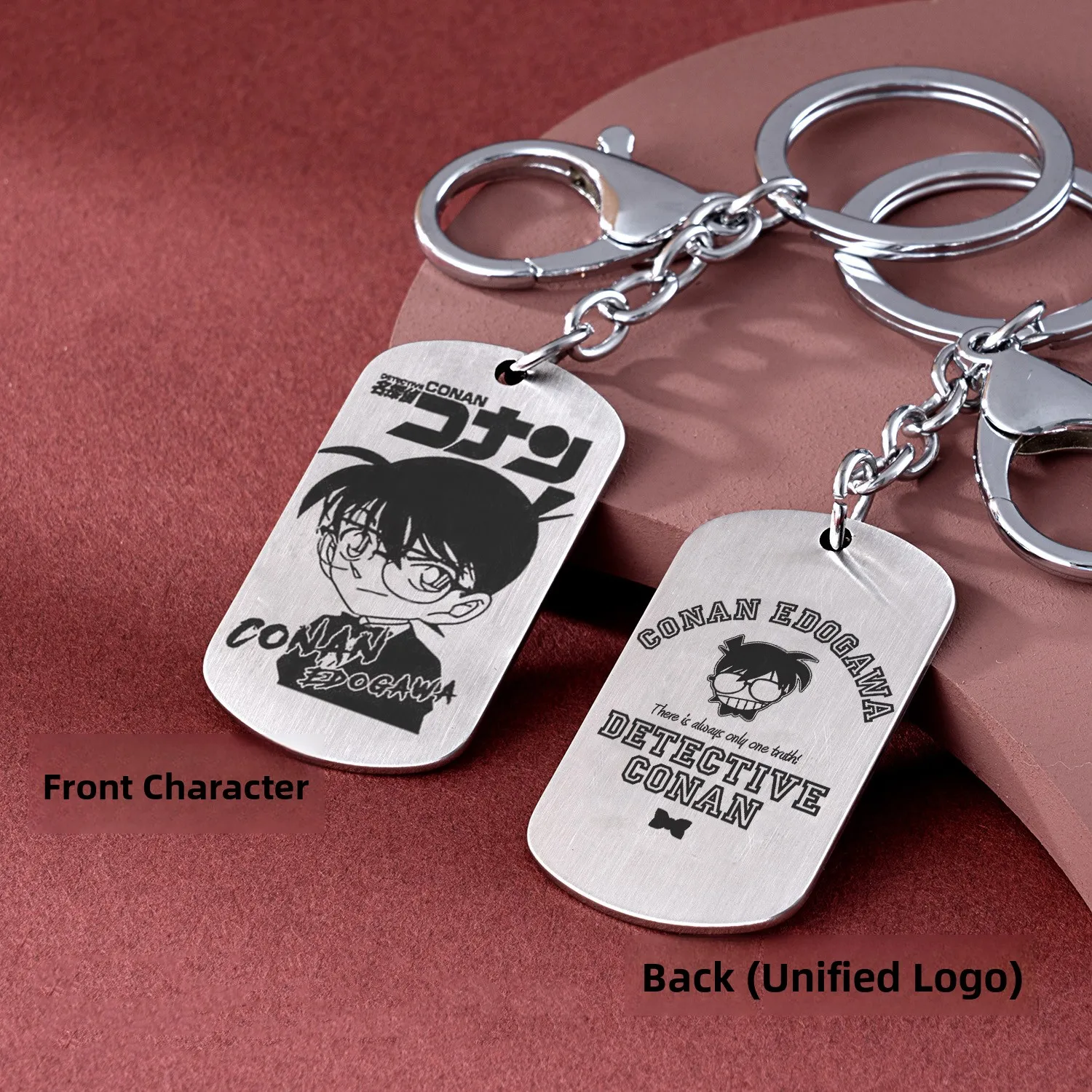سلسلة مفاتيح معدنية لشخصية المحقق كونان غراي موري شينيتشي، هدية إبداعية، قلادات من الفولاذ المقاوم للصدأ منقوشة، إكسسوارات مف...