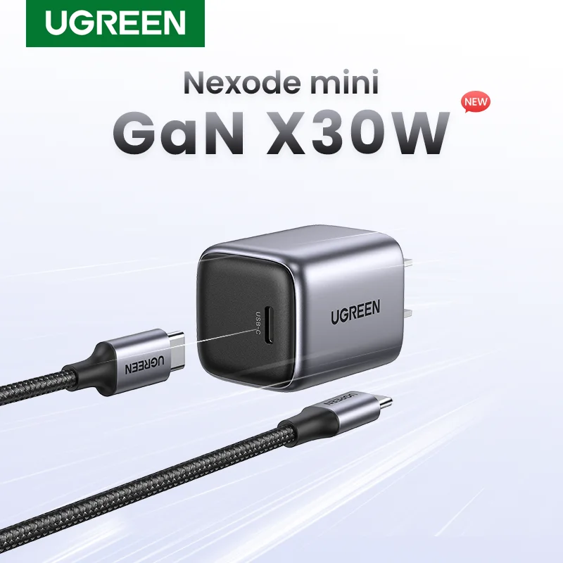 UGREEN GaN 30W Fast Charger With 1m 100W Cable for iPhone 15 14 13 PD3.0 Charger for iPad Pro Samsung Xiaomi USB C Phone Charger