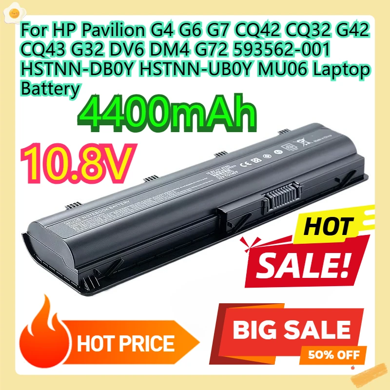 

For HP Pavilion G4 G6 G7 CQ42 CQ32 G42 CQ43 G32 DV6 DM4 G72 593562-001 HSTNN-DB0Y HSTNN-UB0Y MU06 Laptop Battery