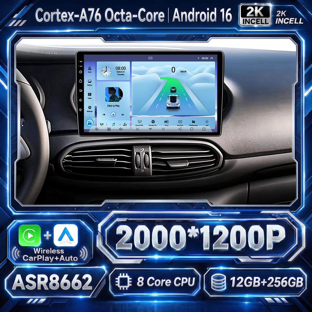 Car Radio Gps Navigation 10 Inch - Cortex-A76 オクタコア Android 16 車載用。フィアット・ティポ、エゲア、ダッジ・ネオン（2015-2018年式）に対応。ビデオプレーヤー、GPS、ステレオ、CarPlay、Bluetooth、タッチスクリーン、Wi-Fi機能を搭載。