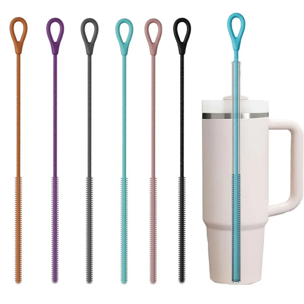 

2Pcs Silicone Straw Cleaner Brush 6mm 9mm Extra Long Straw Cleaner Brush Straw Cleaning Brush for Cleaning Straws