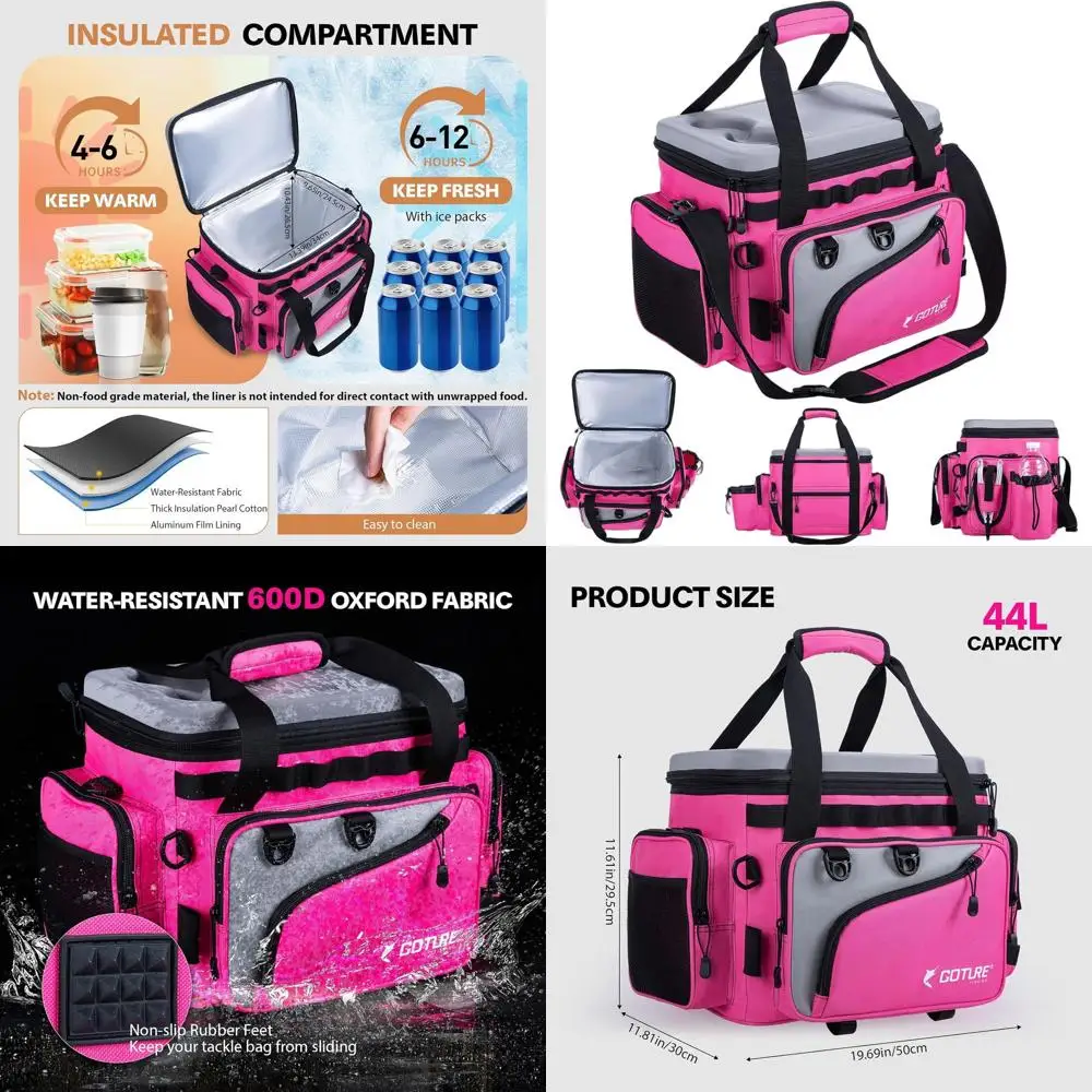 

Изолированная сумка для рыболовных снастей на 44 л с охлаждающим отделением, водонепроницаемая и прочная, для хранения снаряжения для морской рыбалки, подходит для мужчин и женщин, идеально для