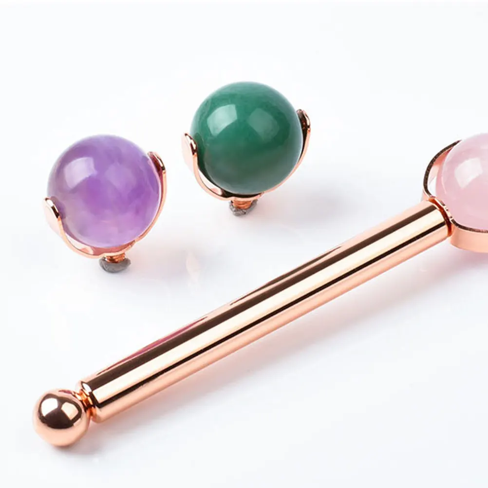 ลูกกลิ้งหยกชุดคริสตัลวัสดุเครื่องมือนวดหน้า Skin Care Massager Face Beauty อุปกรณ์เสริมน้ําหนักเบาแบบพกพา Anti Aging