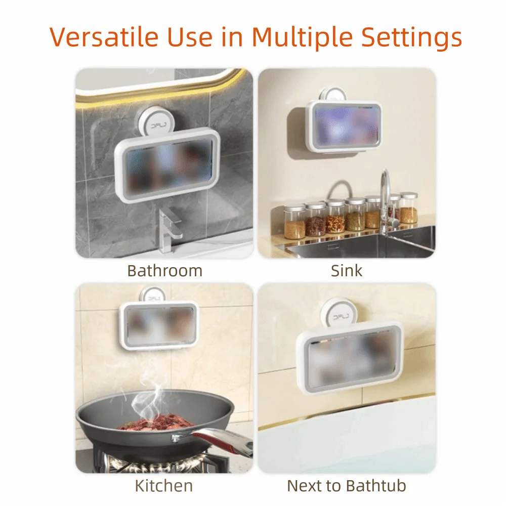 Suction Cup Bathroom Phone Holder Rotatable Adjustable Waterproof Phone Mount Stand Easy Installation High Sensitivity