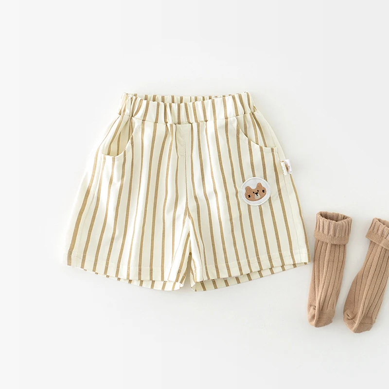 2025 Summer Striped Cat Shorts for Baby Kid's Korean Boy Infant 5 Point Pants Girl Toddler Clothing 0-3 Years