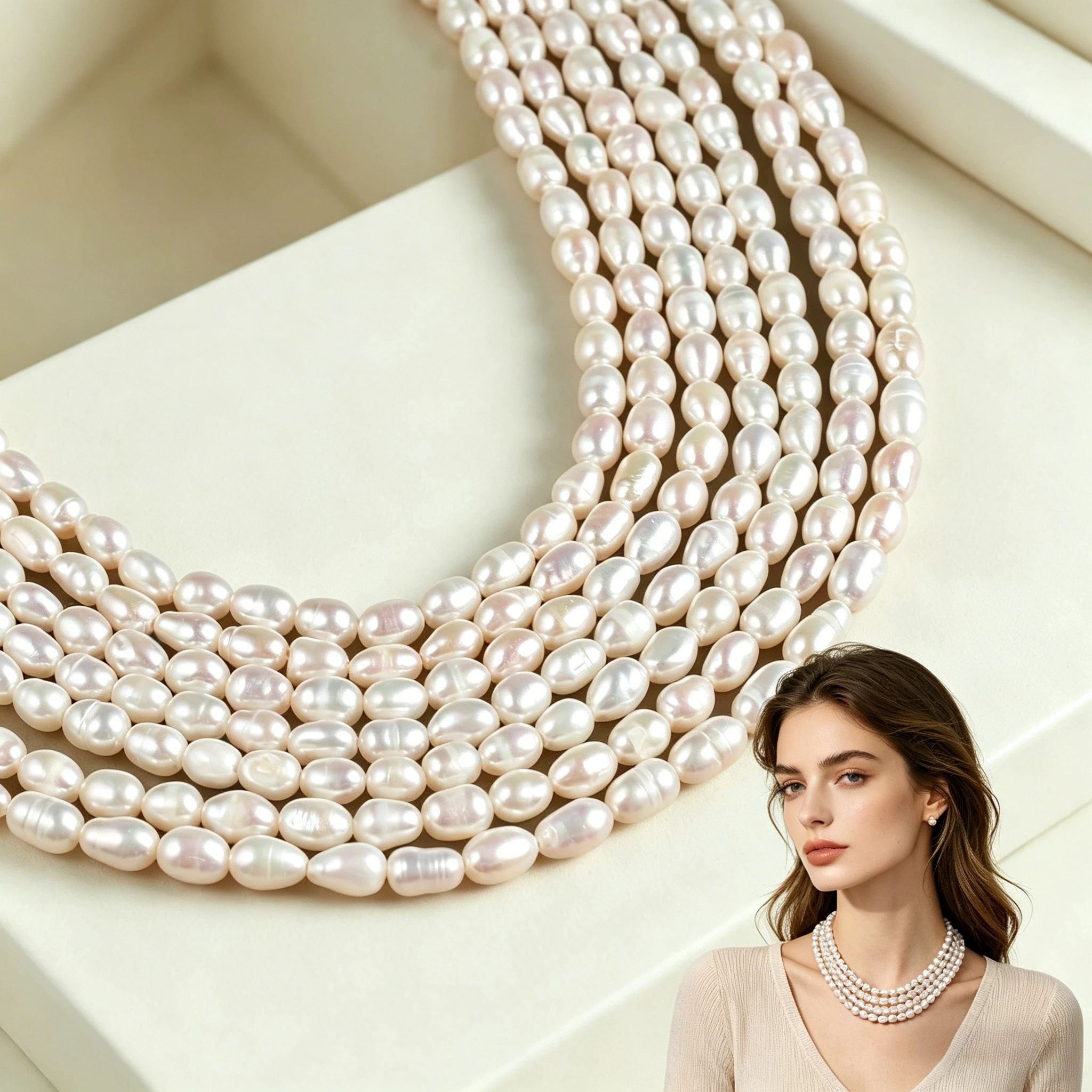 

Natural Freshwater Pearl 3-3.5mm Rice Loose Bead Elegant Bead for Handmade Gift Bracelet Necklace DIY Jewelry Making Accessories
