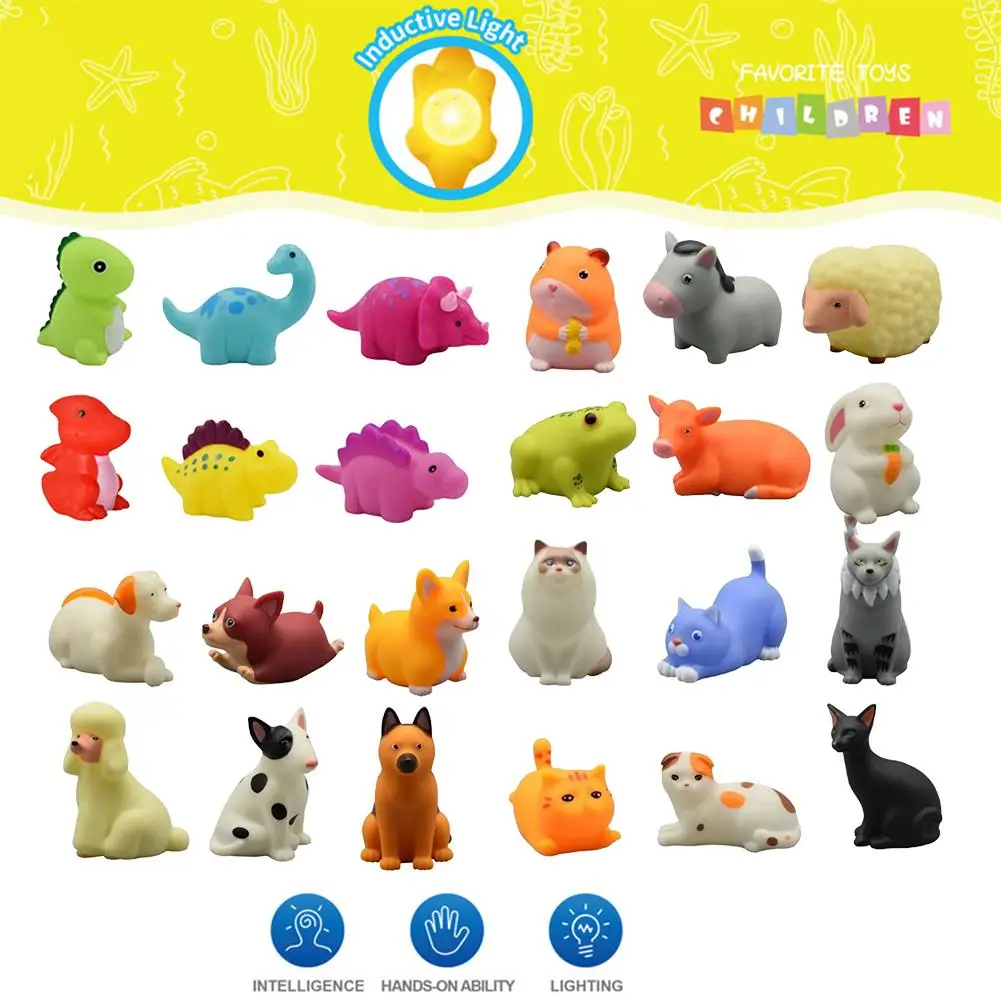 متوهجة ديناصور حمام لعبة الكرتون القط الكلب مزرعة الحيوان الطفل الفينيل الحمام متعة العائمة اللمس لعبة هدية ضوء حمام لعبة الاستشعار Y6B0 #5