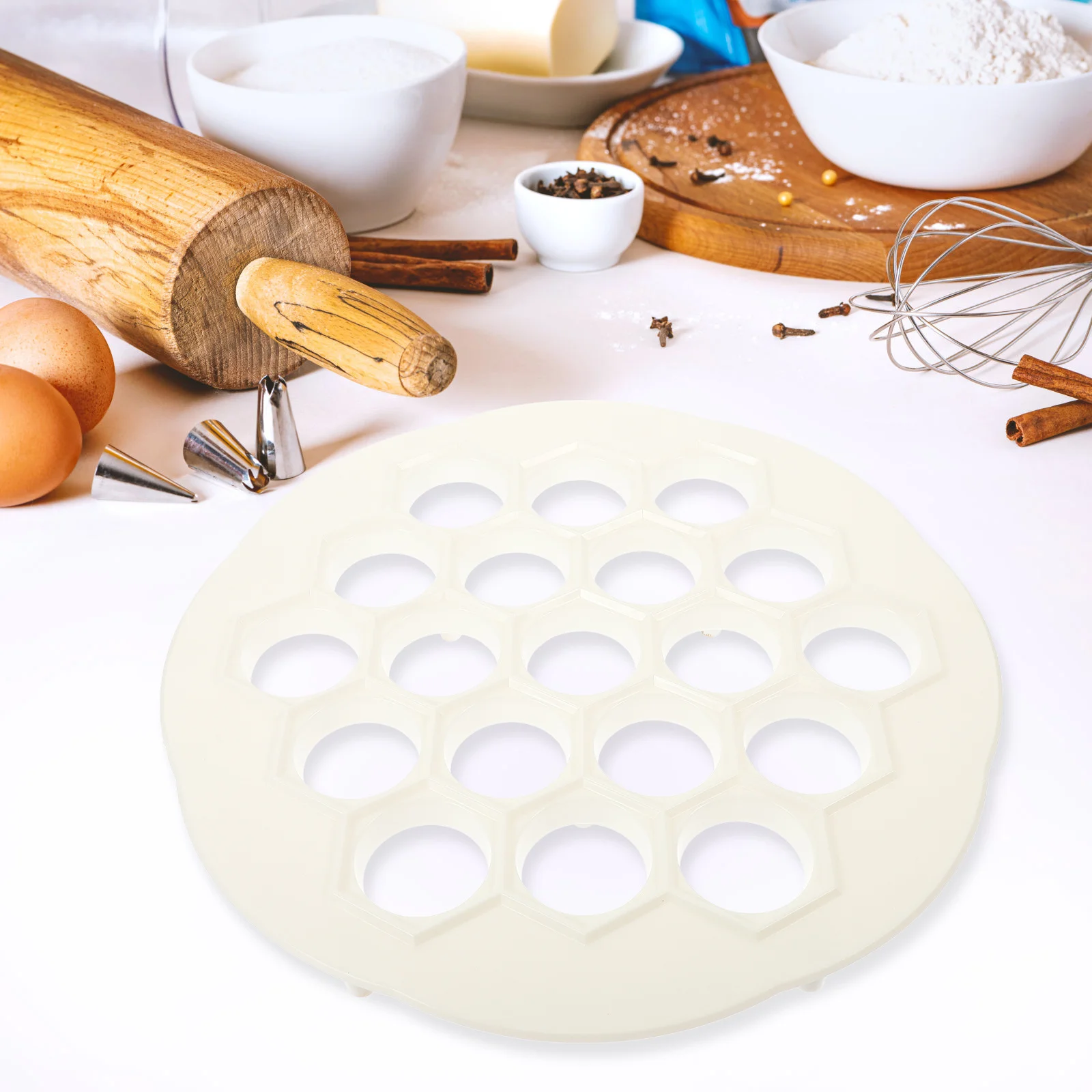 مجموعة واحدة من قالب الزلابية مكونة من 19 فتحة من مادة ممتازة وملصقات وعاء محلية الصنع رافيولي سهلة الغسيل ومقبض مريح #2