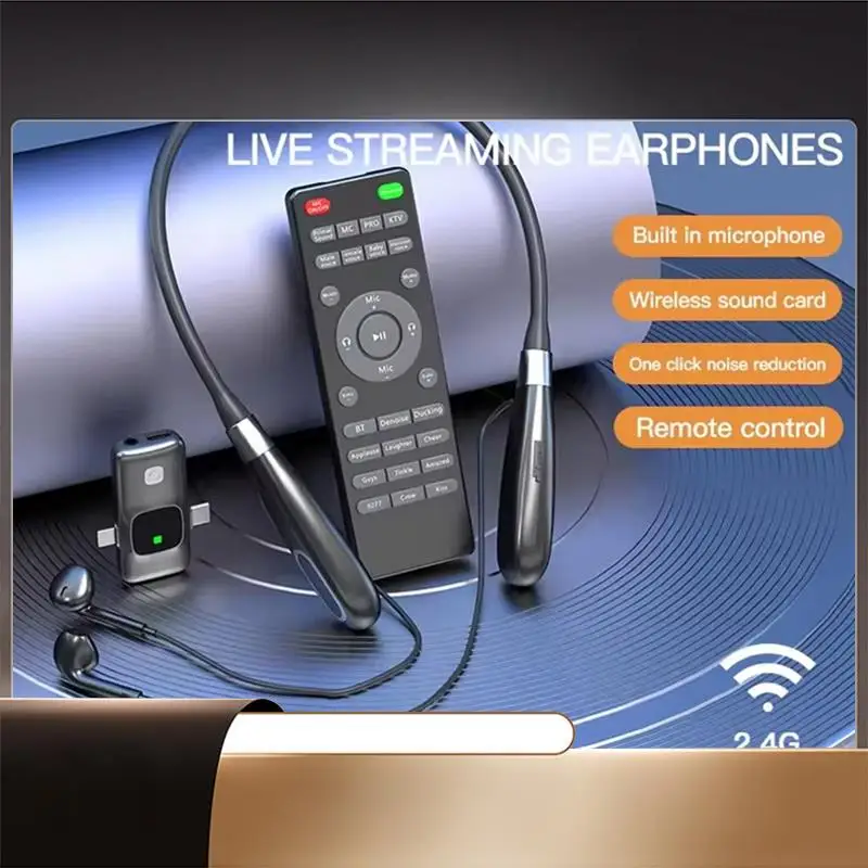 

Hanging Earphone Neck Headset Wireless Sound Card Multifunctional Noise Cancelling Game Live Broadcast Headphone-X64A