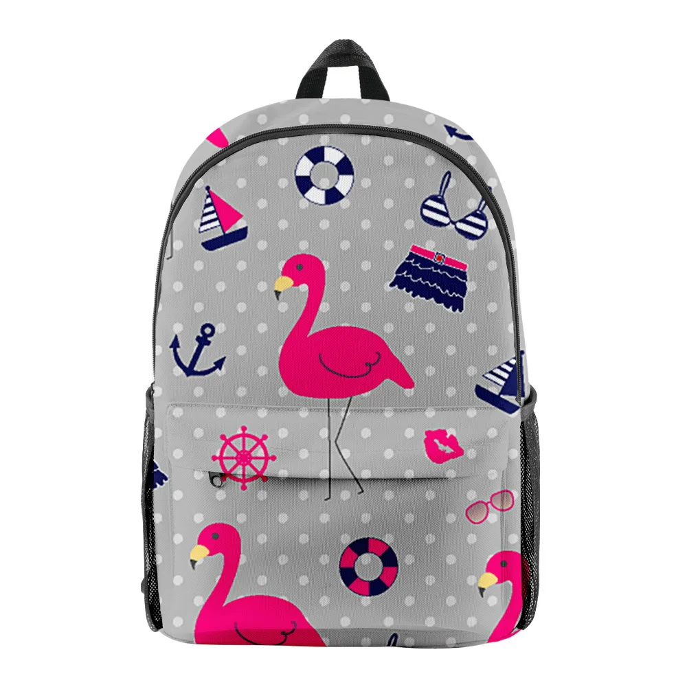 Cartoon Popular Funny Flamingo pupil Bookbag Notebook Backpacks 3D Print Oxford Waterproof Boys/Girls Travel Backpacks