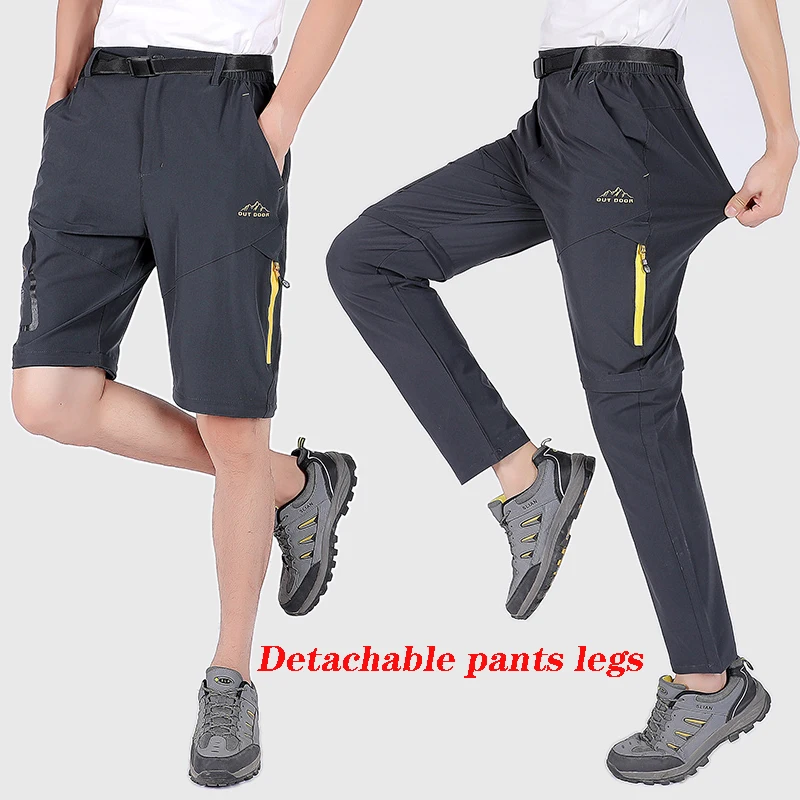 

Men's outdoor quick drying pants - lightweight and breathable - detachable leg sports pants - casual elastic hiking travel pants