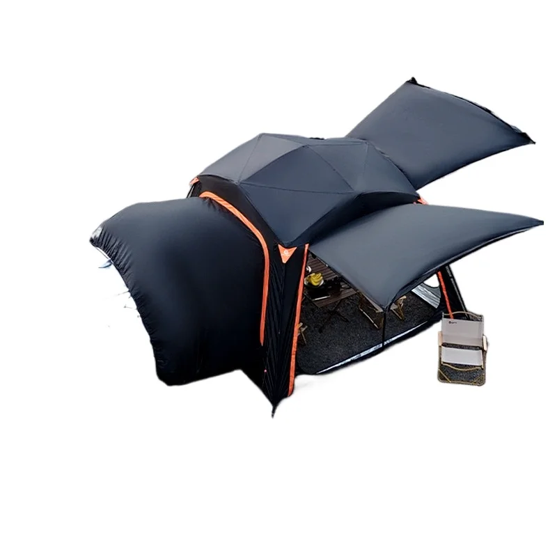 Quick Setup Soft Top Roof Tent for Cars Double Person Hydraulic Roof Tent with Extendable Awning Waterproof Sun Shade Camping