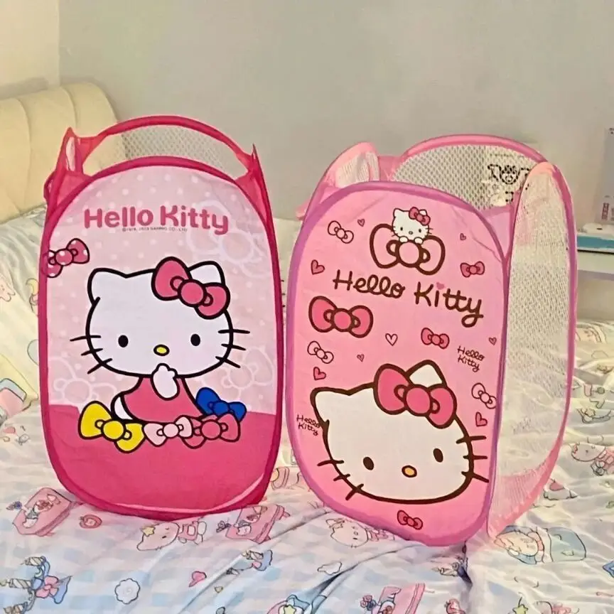 

Cute mesh folding large capacity dirty clothes basket Hello Kitty dirty clothes basket Student dormitory home laundry basket