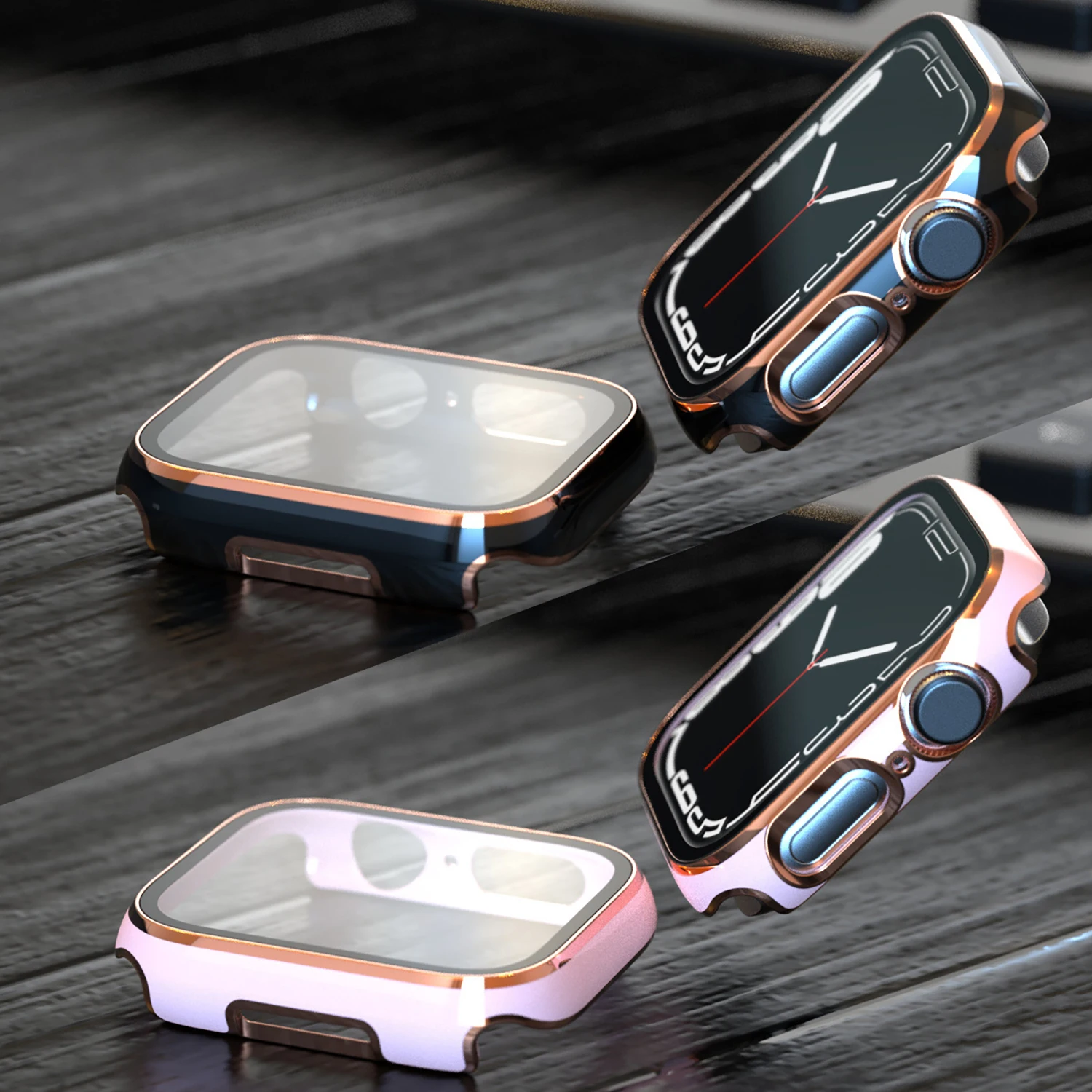 Electroplating dual color protective case for Apple Watch S10 46mm 45/44mm 40/41mm shell film integrated for iWatch S9 42mm 38mm