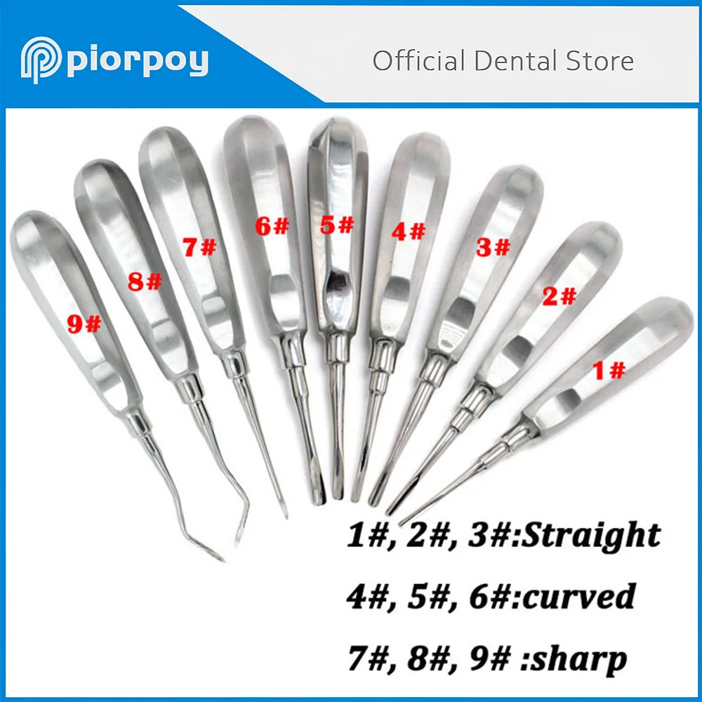 PIORPOY Dentist Tools Kit Dental Stainless Steel Tooth Stright Curved Root Elevator Minimally Invasive Dentistry Tools Dropship