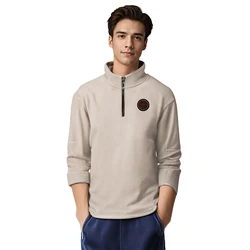 New Men's Hoddies Half Zipper Plush Tops Headless Stand Collar Casual Fashion Streetwear Autumn Winter Men Long Sleeve Hoddies