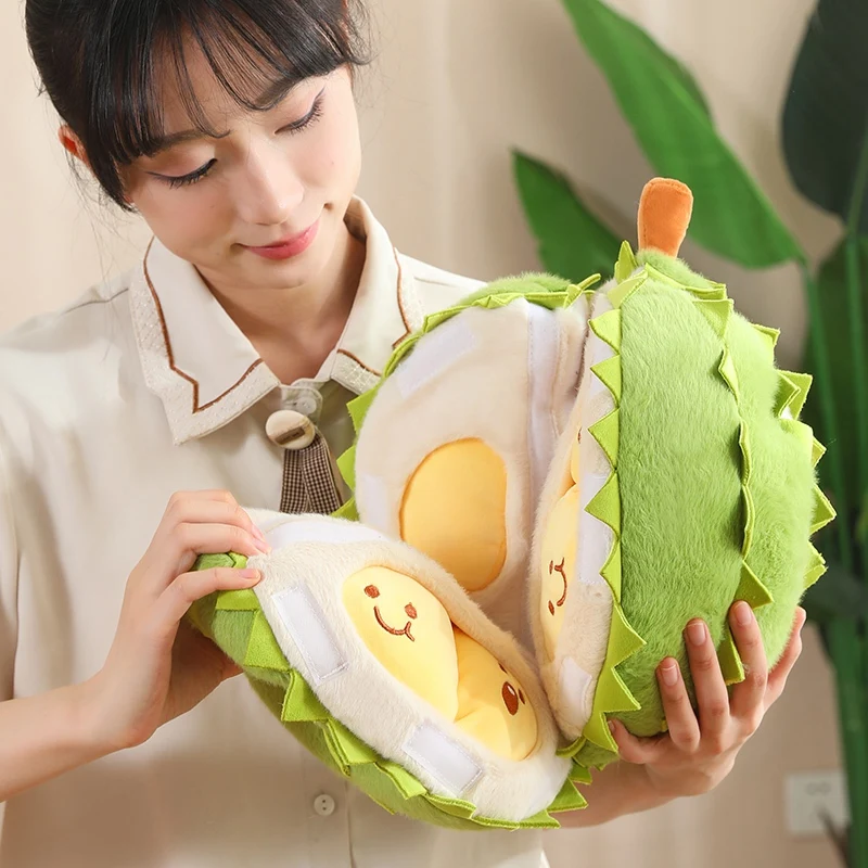 Juguete de peluche Durian realista, fruta pelable, carne Durian, muñeca suave, juguetes para niños, llavero colgante Durian, decoración del hogar