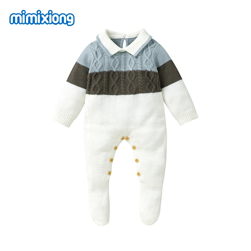 Baby Boys Rompers White Turtle Neck Long Sleeve Knitted Newborn Infantil Gentlemen Style Jumpsuits Autumn Winter Toddler Outfits