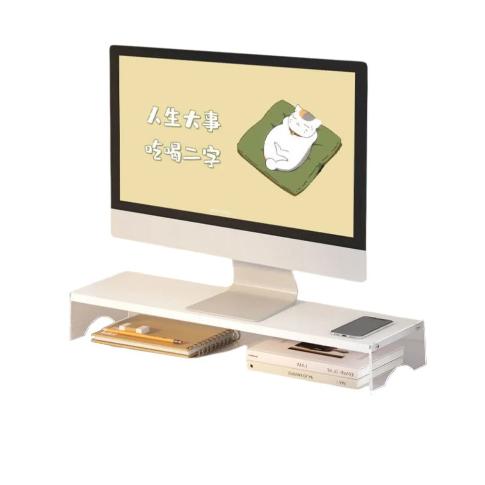 

Single/Double Layers Acrylic Floating Computer Stand Clear Foot Comfortable Viewing Height Computer Screen Rack Protect Neck
