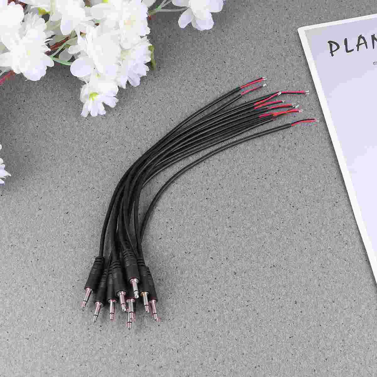 

10 Pcs Mono Male Connector Jack 3 5mm Audio Plug Microphone Cable 35 6 35mm Aux Headphones 35mm Bare Wire Guitar