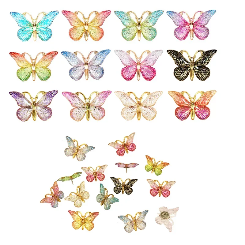 12pcs Butterfly Push Pins Thumb Tacks Pushpins Butterfly Decorative Thumbtacks Photo Pins Birthday Party Photo Wall Cork Board