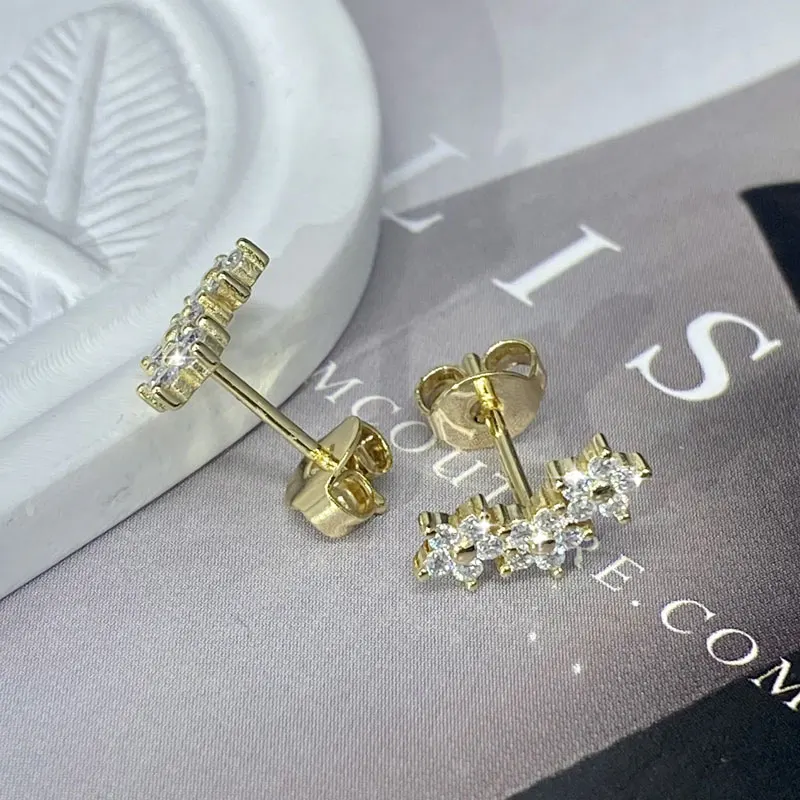 Lnngy Zertifizierte Moissanit-Ohrstecker Niedliche Blumen-Knorpel-Ohrringe für Frauen Exquisiter Fünfzackiger Stern Ohrschmuck Geschenk – Detail 13