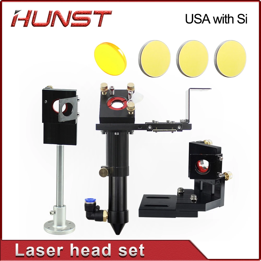 

Hunst CO2 Laser Head Set E Series With Lens Diameter 20mm FL50.8 & 63.5 & 101.6 Mirror 25mm for Laser Engraving Cutting Machine