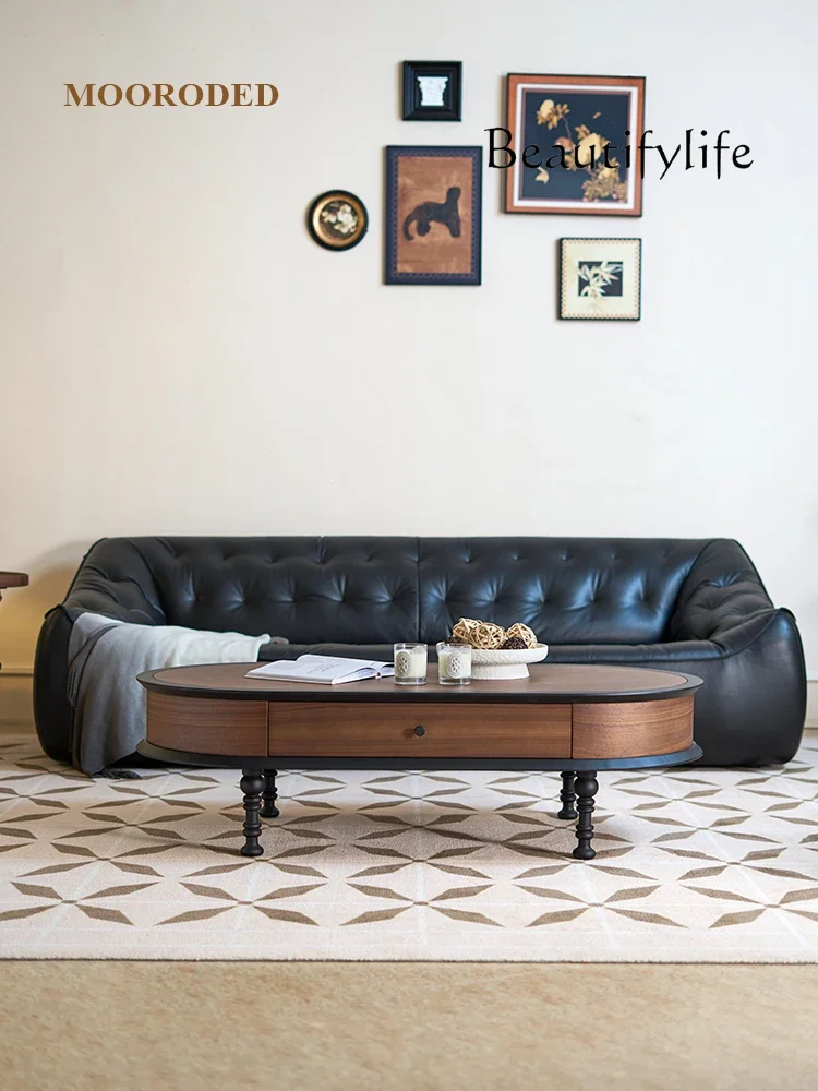 BJ Medieval Style Coffee Table Solid Wood Ash Wood Retro Coffee Table Small Apartment Wind Coffee Table Living Room Home