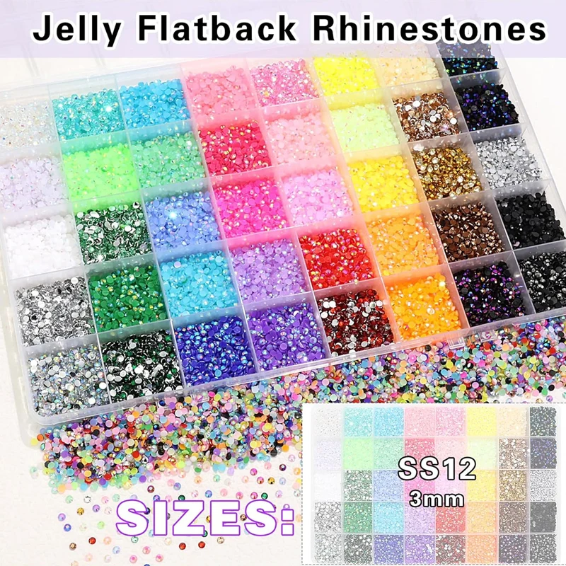 

Glossy Half-Round Nail Charms 3mm Flat Bottom Resin Diamonds for DIY Nail Decor Adds Sparkle to Any Manicure or Pedicure Design