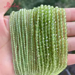 Natural Peridot Green Faceted Round Spacer Loose Stone Beads For DIY Jewelry Making Necklace Strand 15