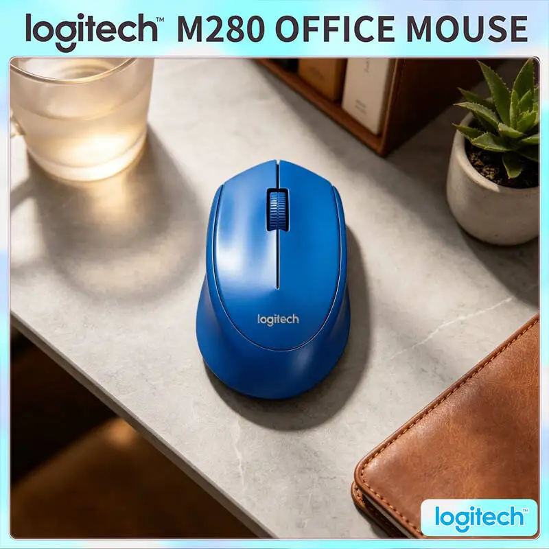 Ratón Inalámbrico Ergonómico Logitech M280 con Agarre, Dongle Nano de 2.4GHz, Alcance de 10m para Hogar, Linux, PC, Mac