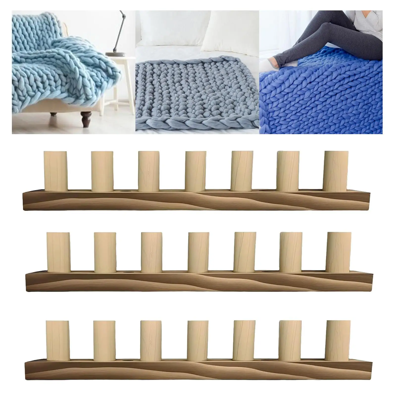 

Деревянный регулируемый ткацкий станок для ручного вязания толстых пледов, аксессуар для домашнего рукоделия и DIY-проектов, для вязания из пряжи