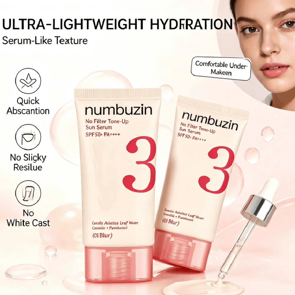 Numbuzin 3 Sun Serum SPF50+ Centella Asiatica Ceramide Panthenol Repair Skin Barrier Brighten Improve Dullness Facial Sunscreen