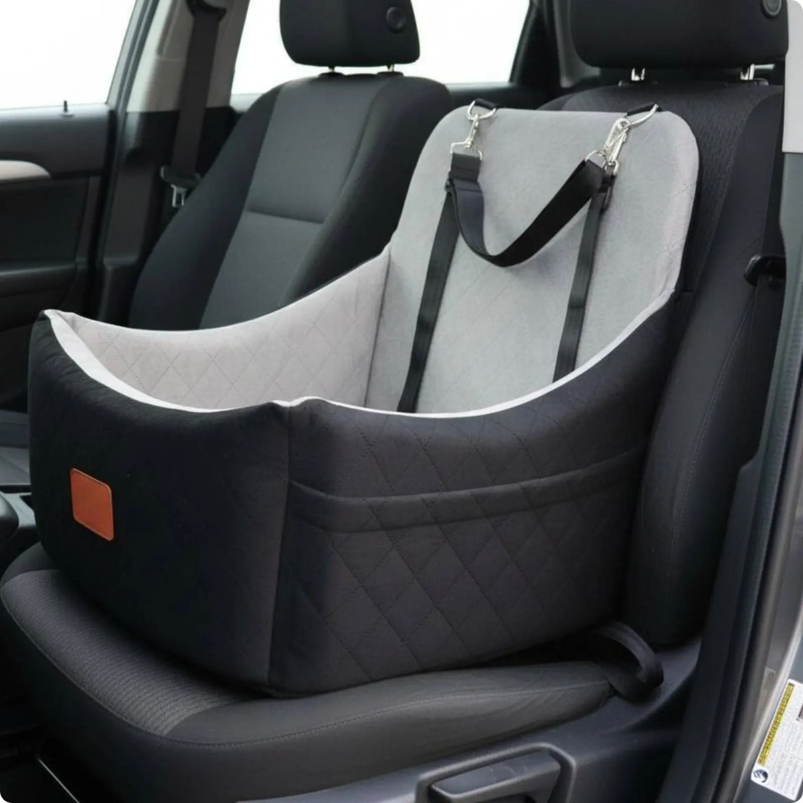 Transportador de Cães para Carro com Almofada Espessa, Cama de Viagem para Animais de Estimação, Fácil de Instalar, Assento Acolchoado para Cães com Alça Removível