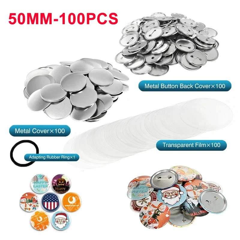 Pin Back Button Parts, Weit Verbreitete 100 Sets Button Maker Supplies für das Handwerk (50MM