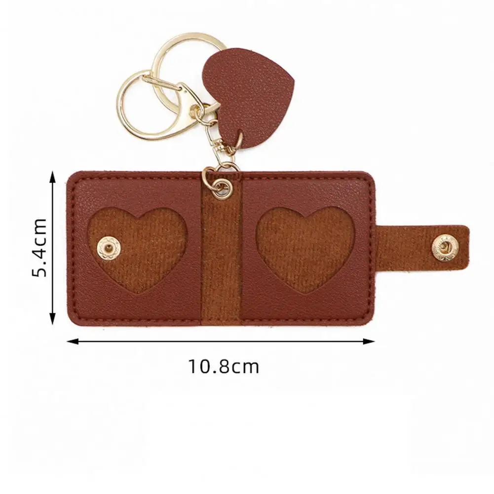 

10.8cm Family Photo Keychain Mini Album Faux Leather Personalized Picture Holder Retro Style Card Holder Key Ring Couple Gift