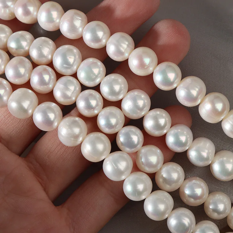 Factory Price Flawless Natural Freshwater 9-10mm Pearl Strand Natural Near Round potato Pearl