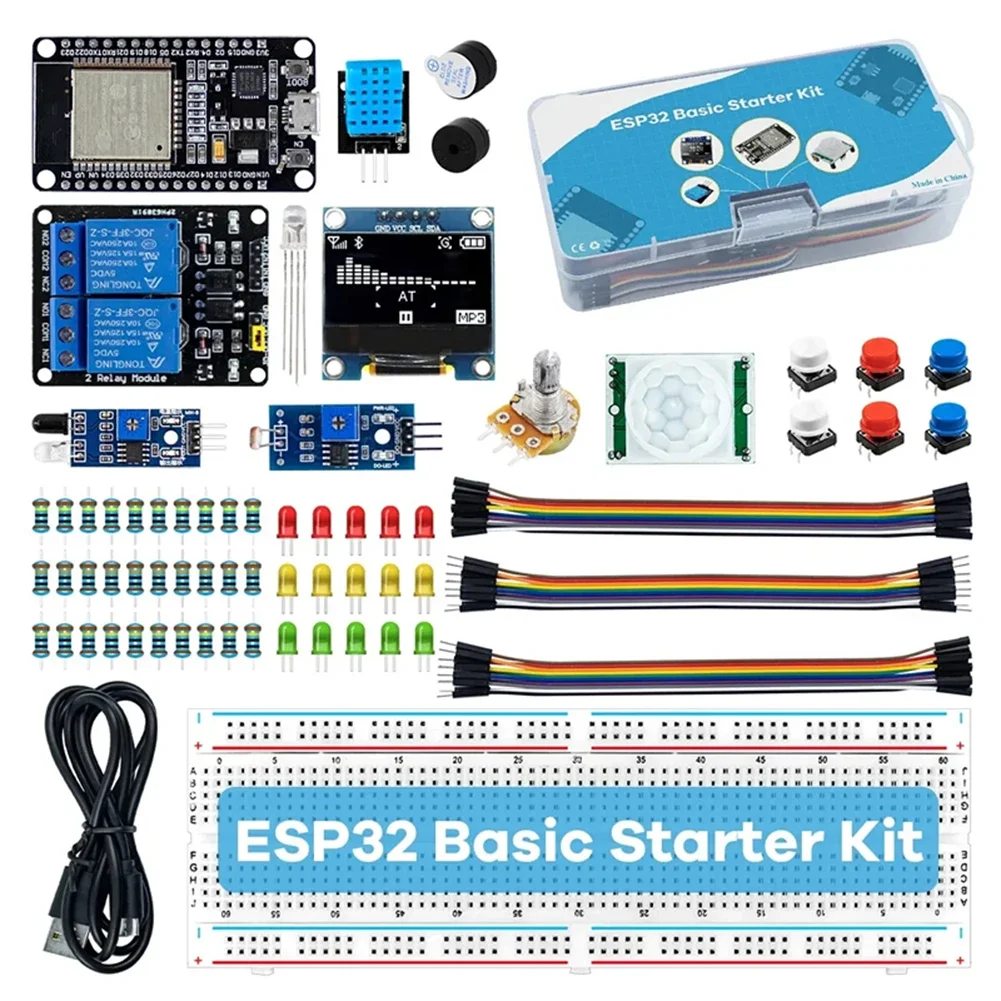 Learning Basic Starter Kit for ESP32 ESP-32S WIFI I OT Development Board Module Basic Starter Kit with Storage Box for Arduino