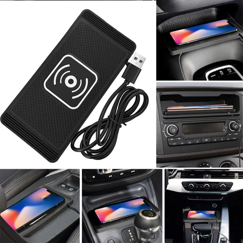 

Беспроводное автомобильное зарядное устройство с быстрой зарядкой, нескользящая подставка, 15 Вт, порт USB Type-C, устойчивое беспроводное автомобильное зарядное устройство для центральной консоли