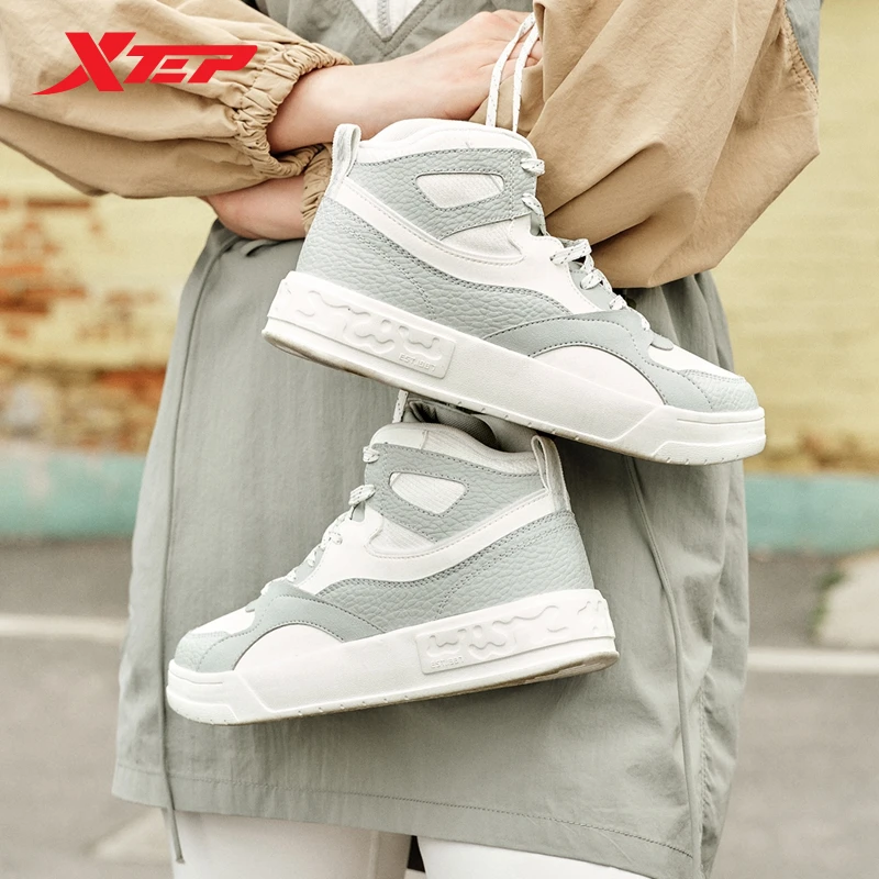 Xtep Mubai 2.0 Skateboarding Shoes Women High Top Wear-Resistant Sports Shoes Comfortable Street Style Sneakers 877318310015