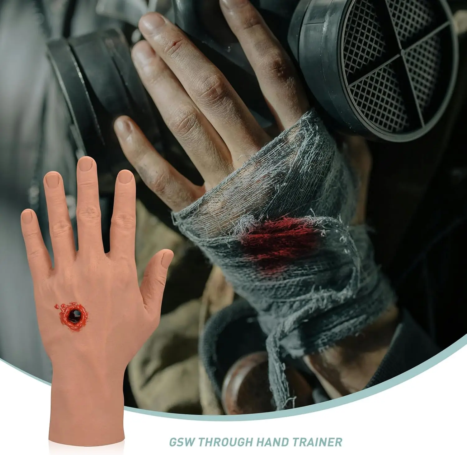 Realistic Palm Gunshot Wound Model GSW Penetrating Wound Care Packing Hand Trainer for Medical Student Education Demonstration - view 5