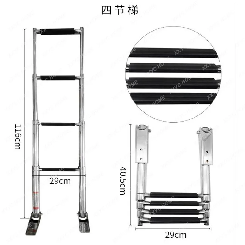 

Boat 4-Step Folding Ladder 316 Stainless Steel Telescoping Swimming Platform Ladder Yacht Accessories