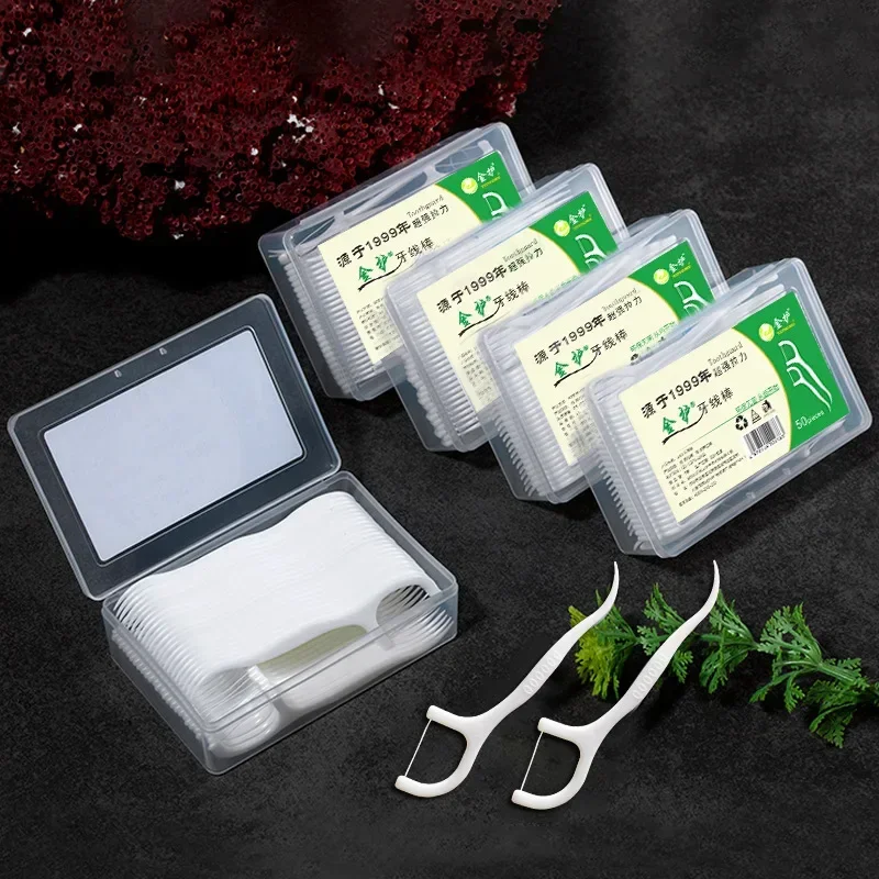 

50pcs Dental Floss Flosser Picks Toothpicks Teeth Stick Tooth Cleaning Interdental Brush Dental Floss Pick Cleaning Tooth