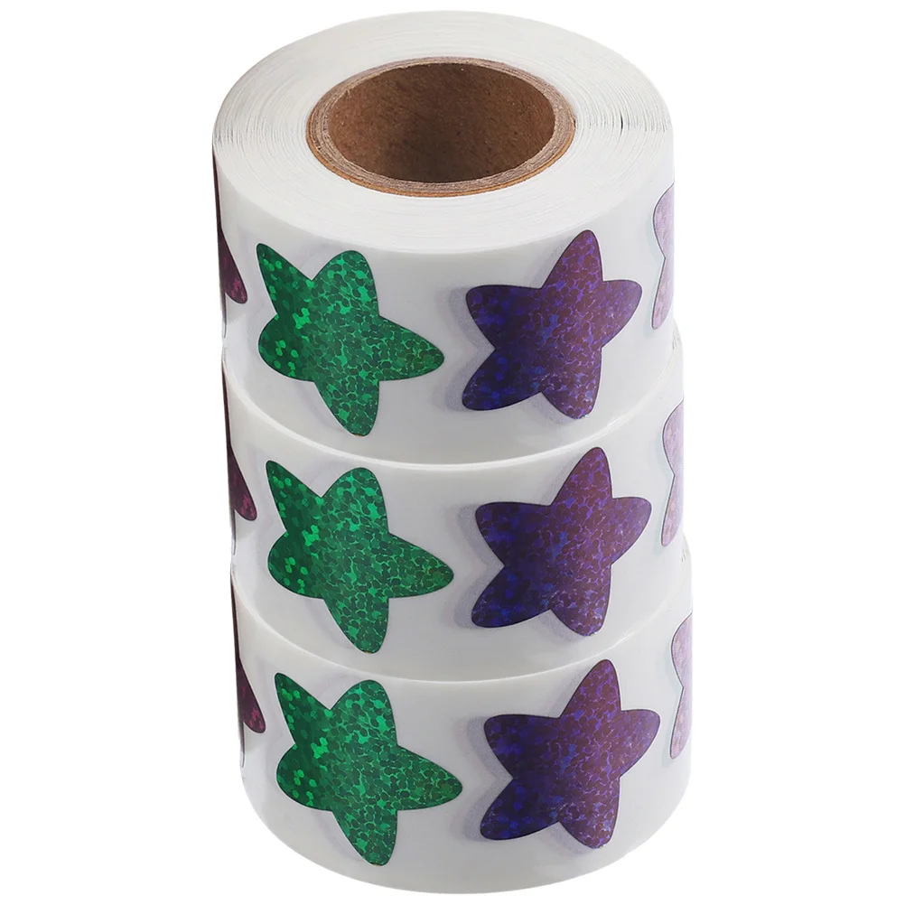 

3 рулона наклейки в форме пентаграммы, яркие клейкие наклейки, мотивационные наклейки для школьного класса, наклейки с принтами награды