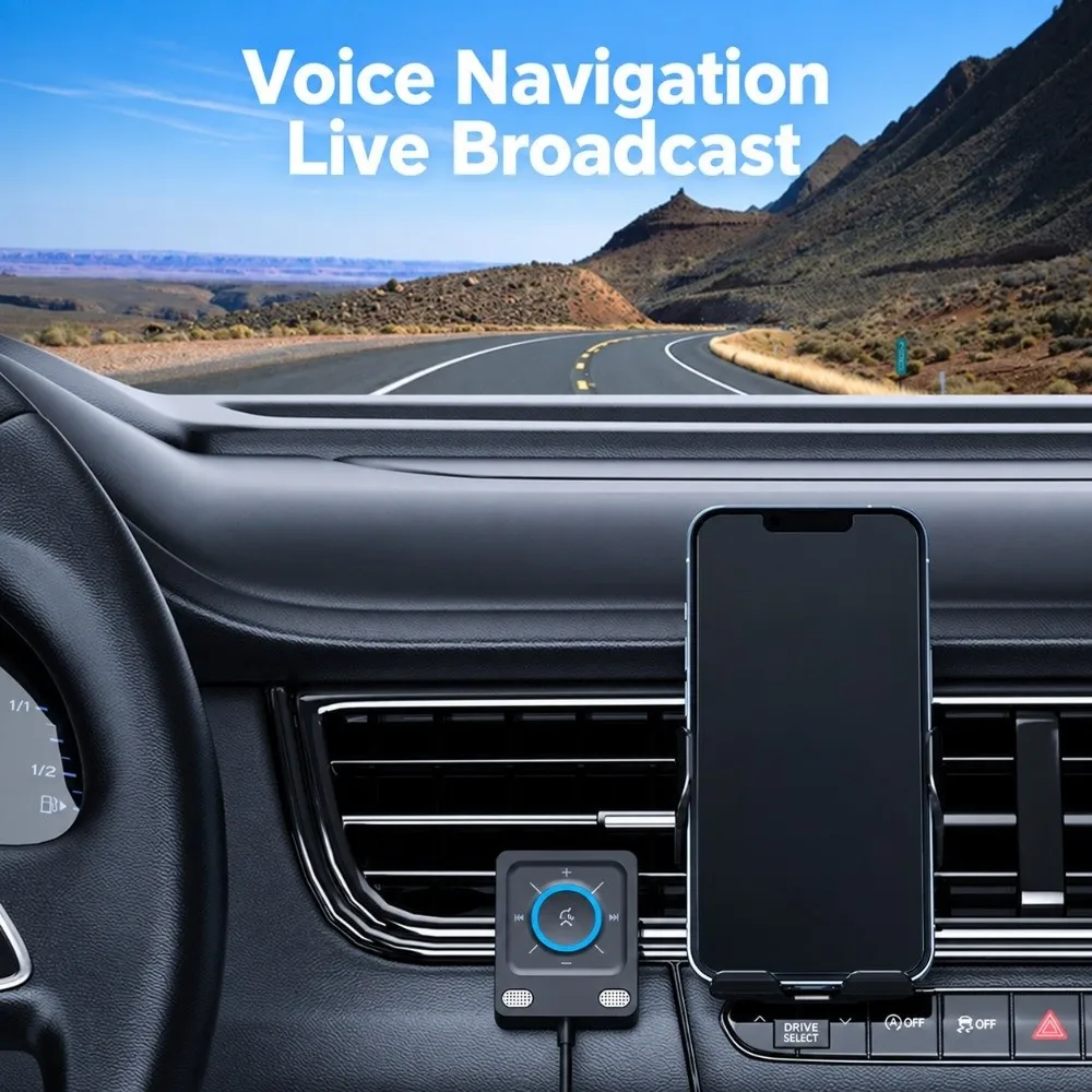 Bluetooth 6.0 Bluetooth Audio Receiver Dual Microphones USB Playback Car AUX Adapter Dual Device Multifunction Buttons