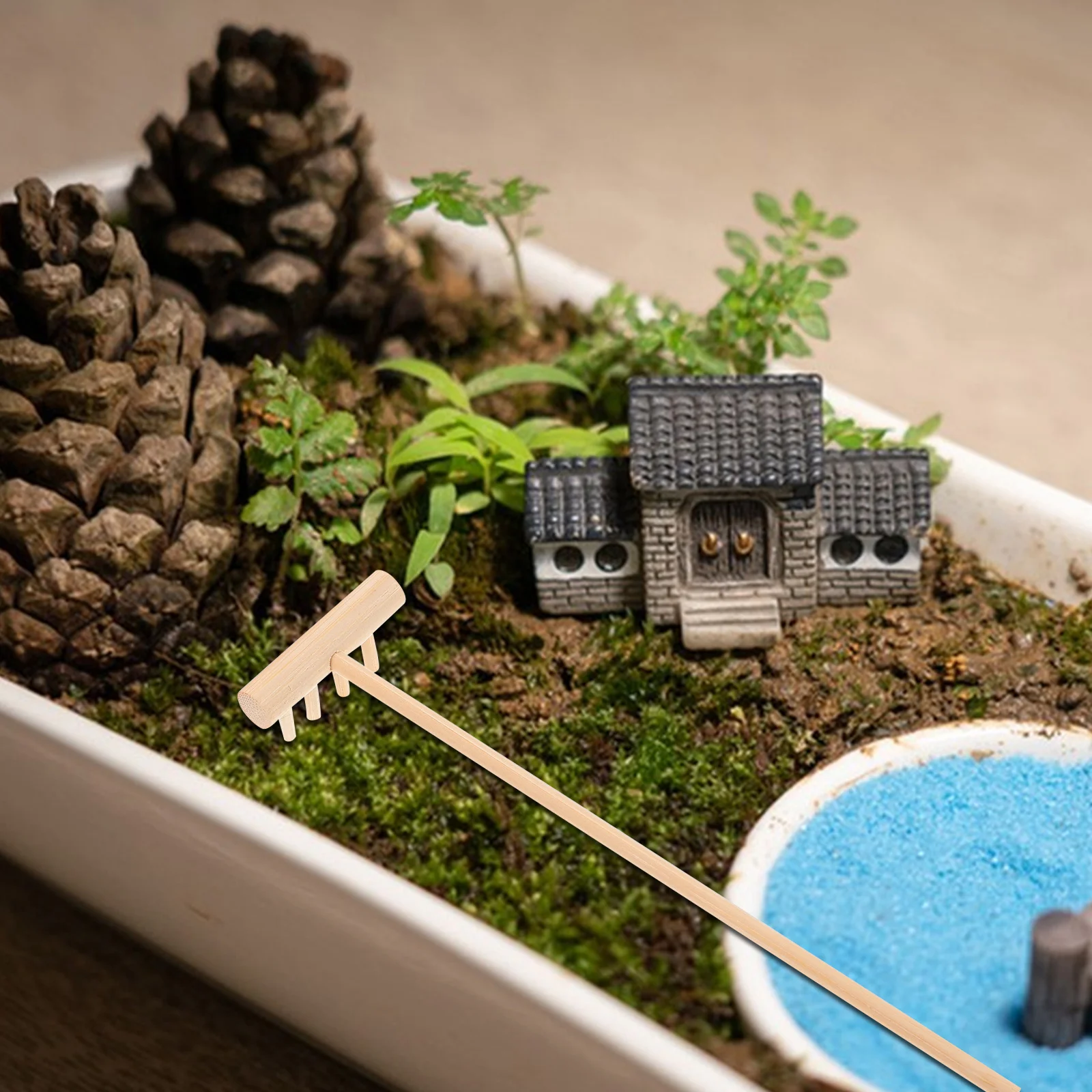 

4 pcs Mini Bamboo Rake Crafts Durable Zen Garden Tools Lightweight Sandbox Accessories Home Decoration Gifts for Children