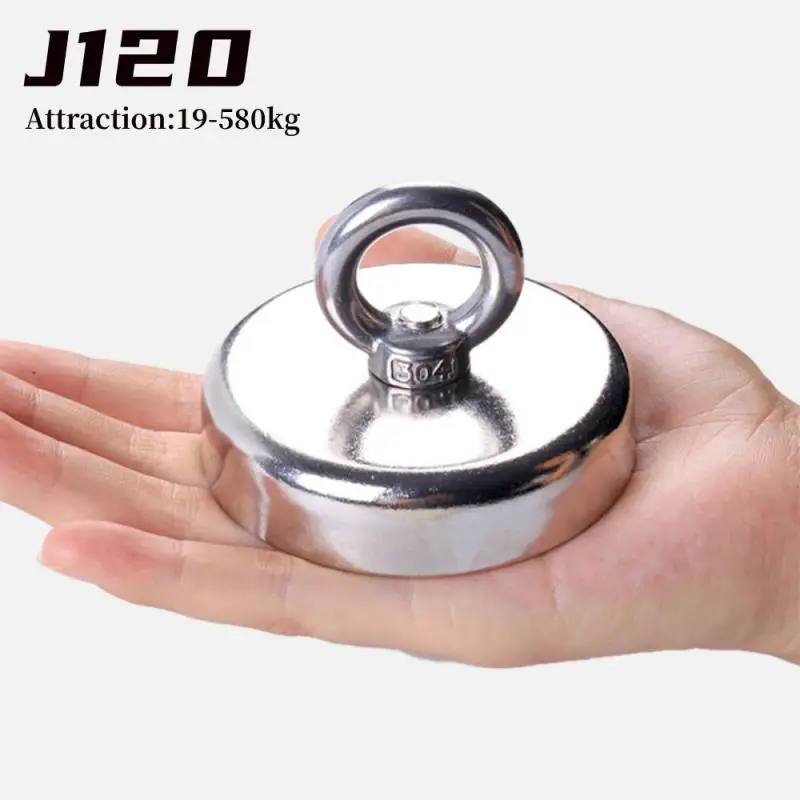 

J120/580K Strong Neodymium Fishing Magnet Hook Heavy Duty Rare Earth Magnet with Countersunk Hole Eyebolt Salvage Magnet Imán