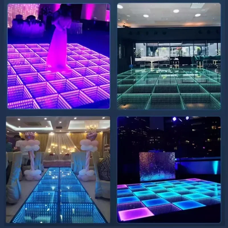 Party Pixel 3D Mirror Infinity Dancing Floor Panel Pista de Baile Led Magnet Interaction Dance Floor Light Wedding